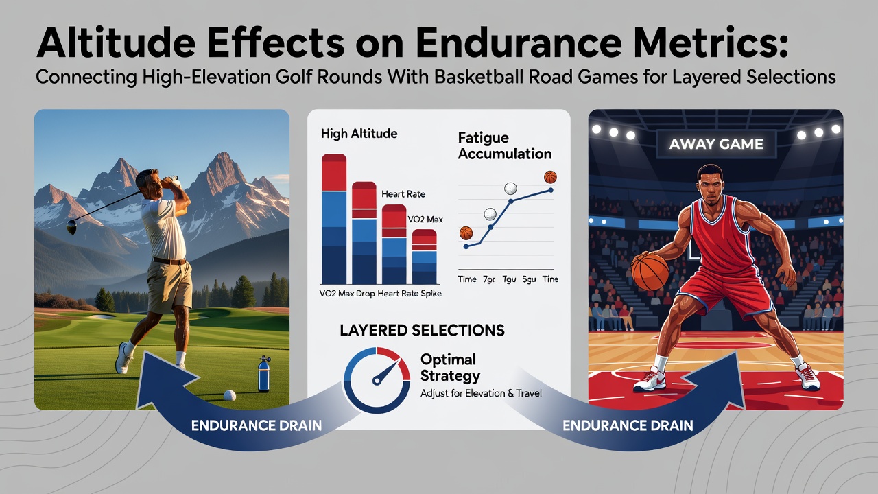 High-elevation golf course with distant mountain views showing thin air conditions affecting player movement