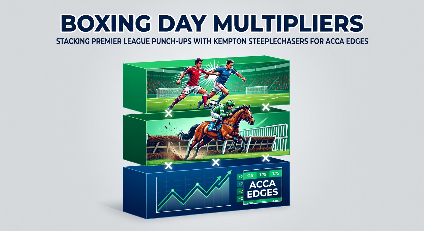 Kempton Park steeplechaser mid-jump over a fence during Boxing Day racing, with jockey in silks leaning forward