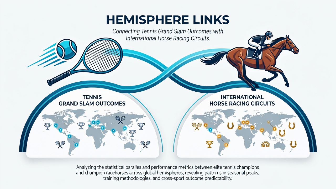 Data charts showing correlations between tennis slam results and international horse racing outcomes