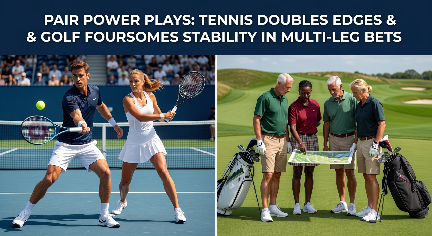 Dynamic tennis doubles duo executing a volley at net during a high-stakes match