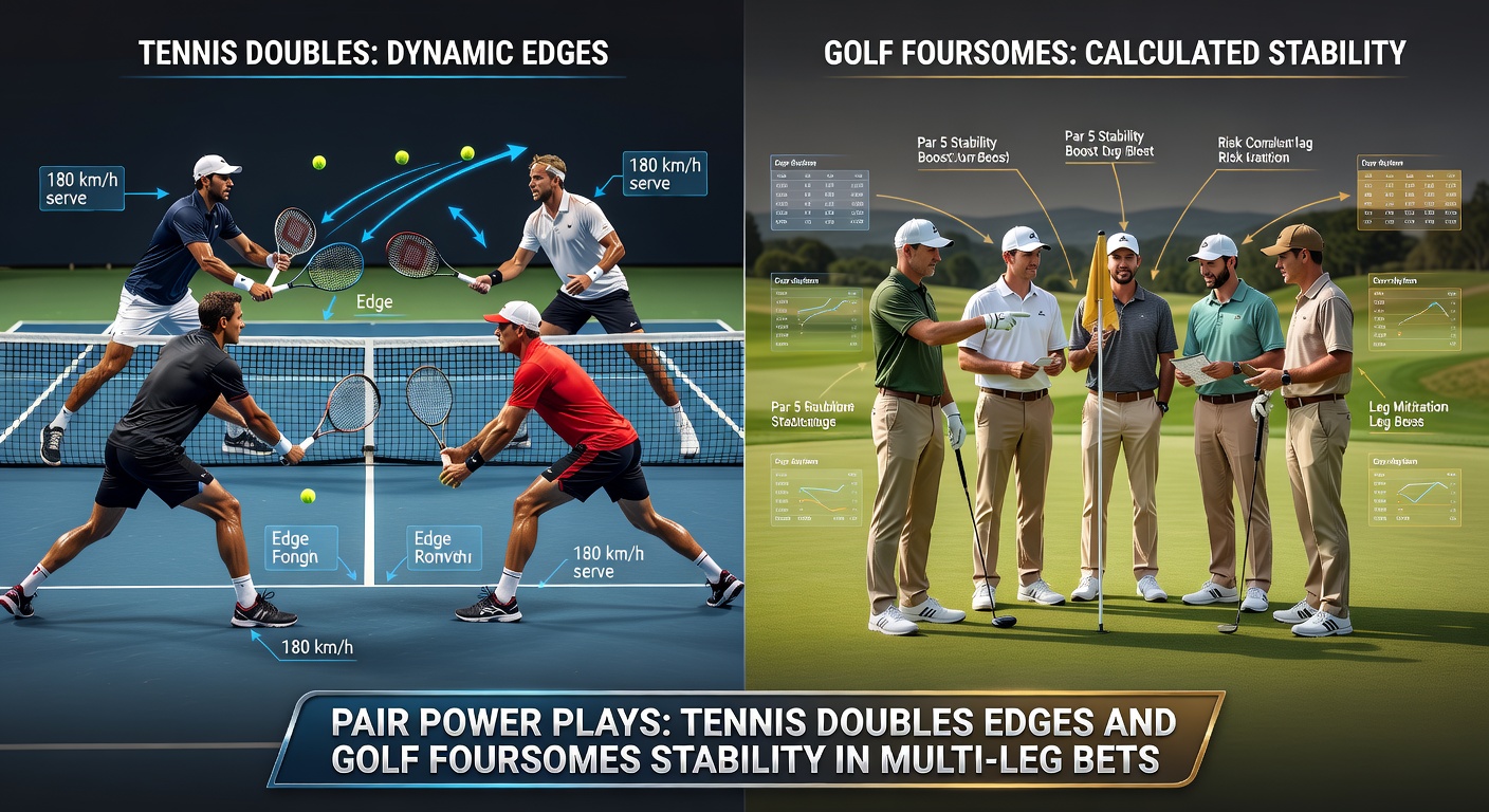 Golf foursomes pair conferring over putt on a sunlit green during a competitive round