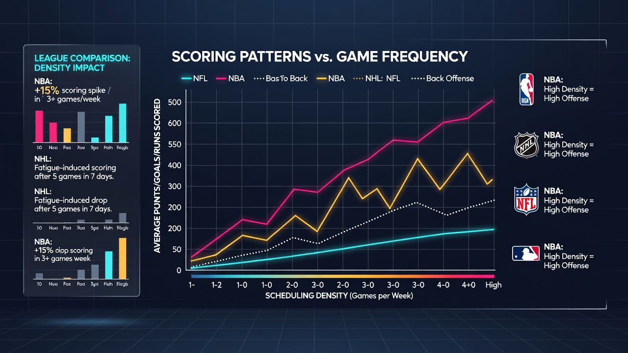 Graph illustrating average points or goals per game during high-density versus standard schedule periods