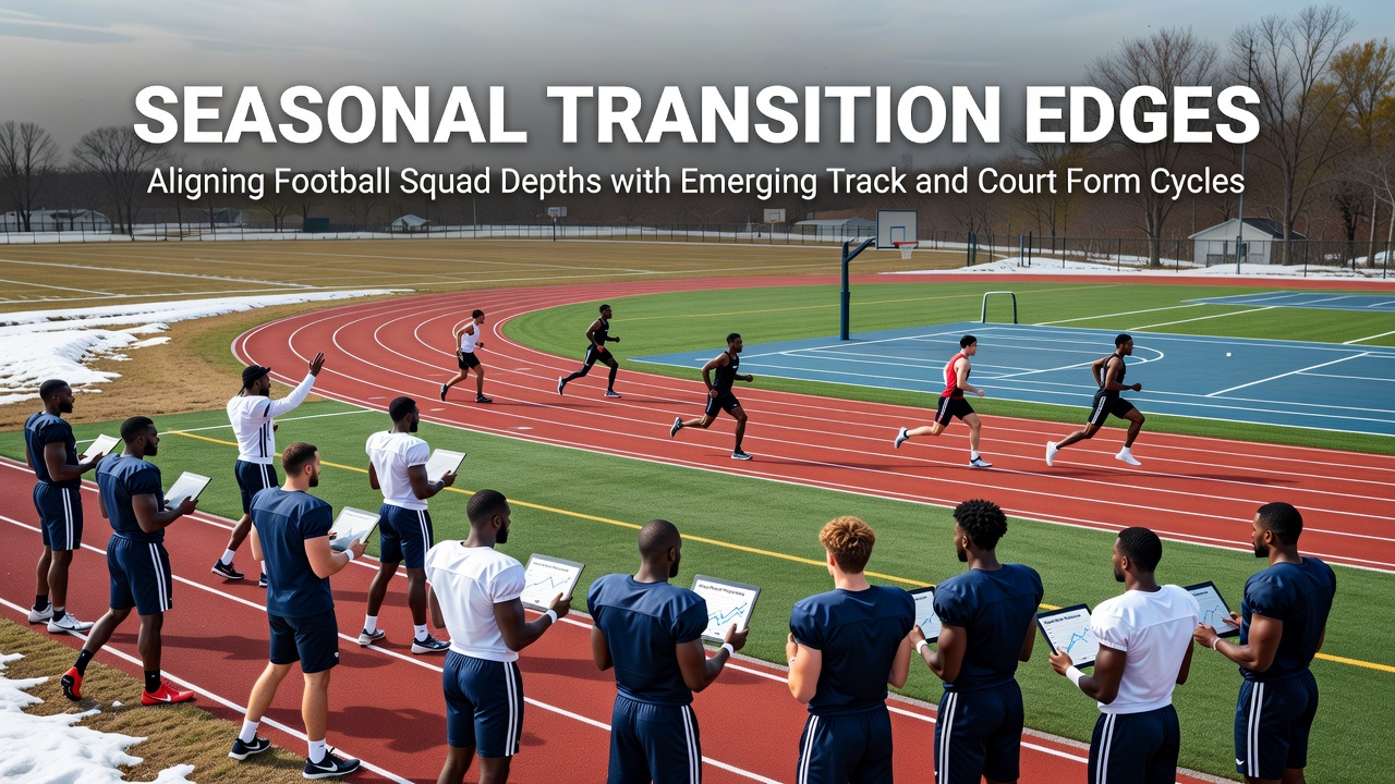 Football players training alongside track athletes during seasonal transition period