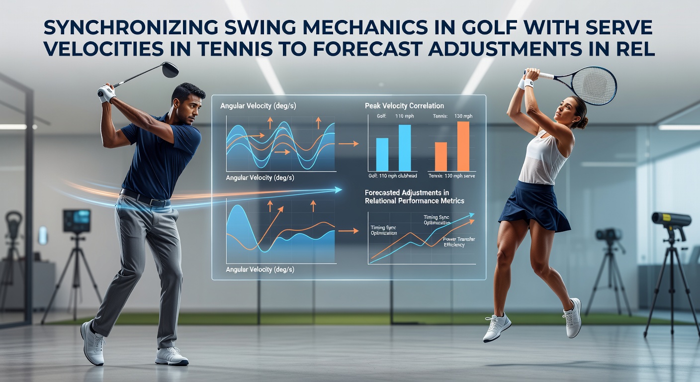 Integrated dashboard displaying golf swing data synced with tennis serve metrics for betting analysis