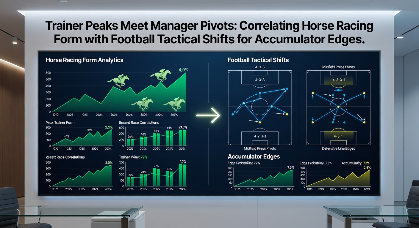 Graph showing horse trainer strike rates peaking alongside football match tactical shift data overlays