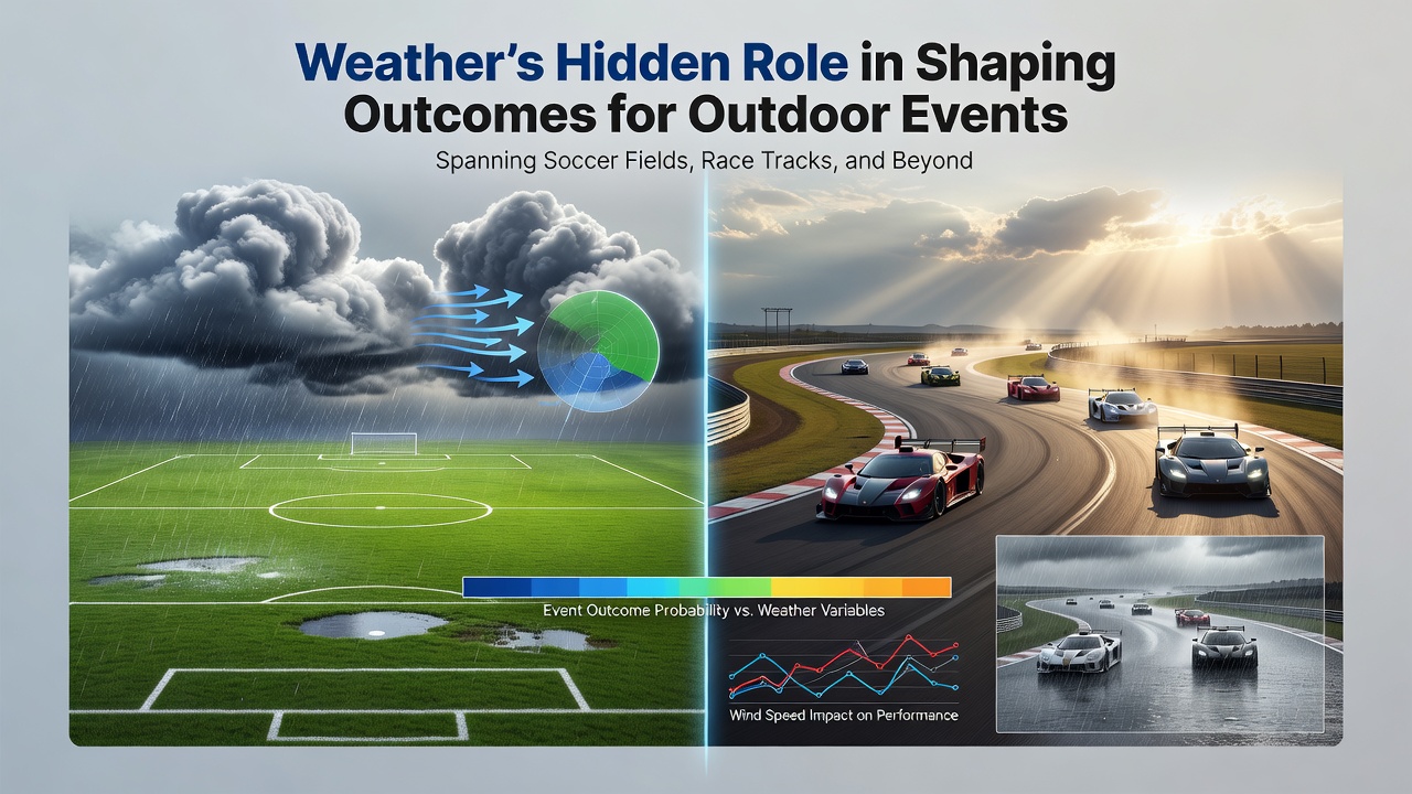 Golf fairway with wind affecting ball trajectory during a tournament